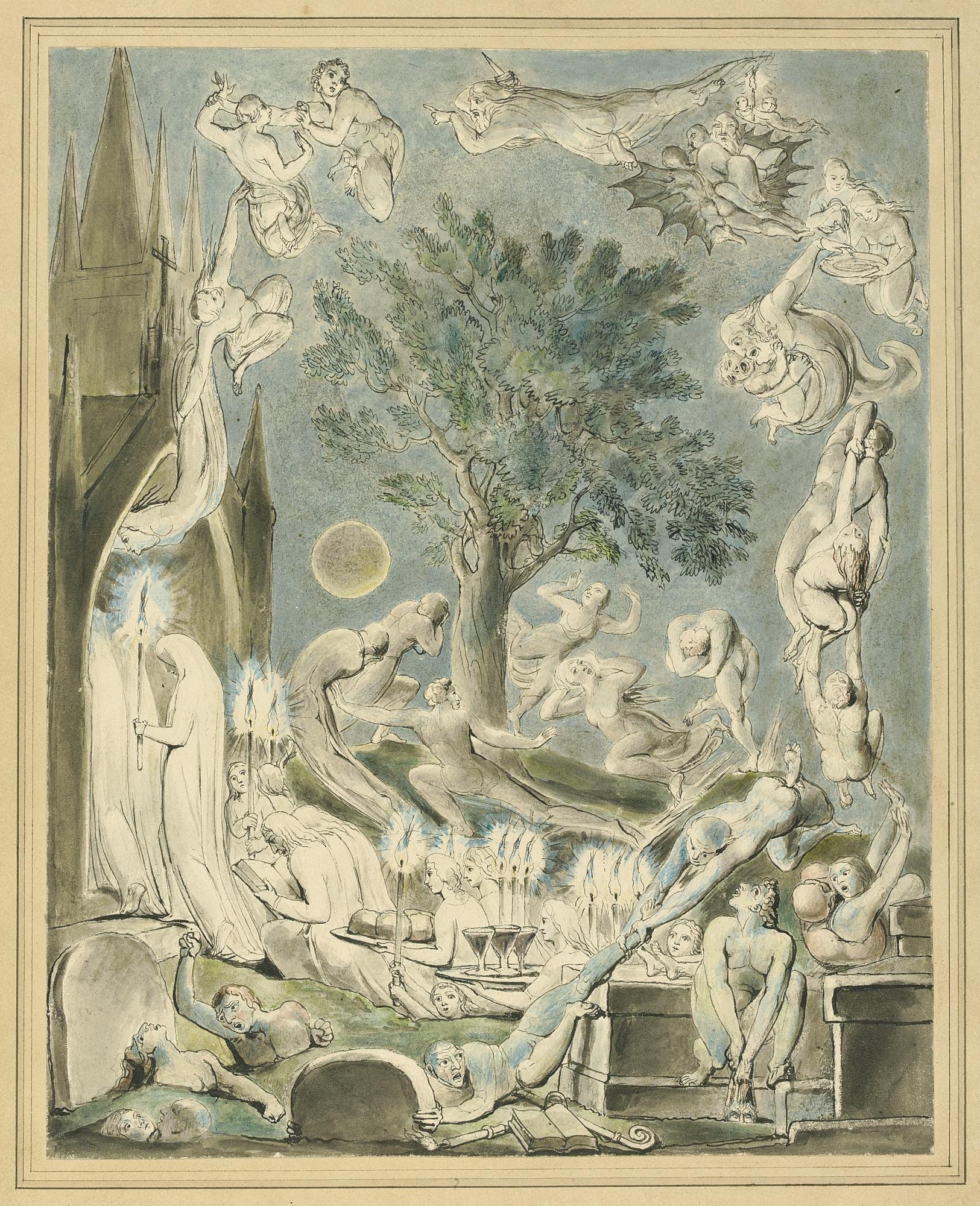 William Blake - The Gambols Of Ghosts According With Their Affections Previous To The Final Judgement