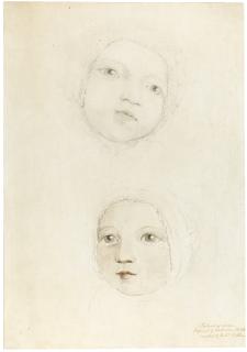 William Blake - Two Studies Of A Baby’S Head, Possibly Hannah Or Elizabeth Ann Linnell  