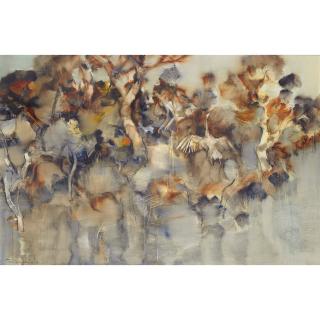 William Boissevain - Australian landscape With Brolgas