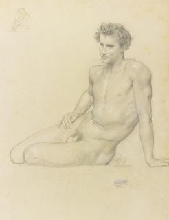 William Bouguereau - French study Of A Seated Man For L\'Été 