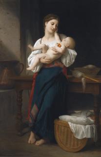William Bouguereau - Frenchpremières Caresses (Premier Réduction)