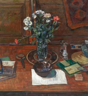 William Bowyer R.A., R.W.S., R.P., N.E.A.C. - Vase of Flowers on Studio Table
