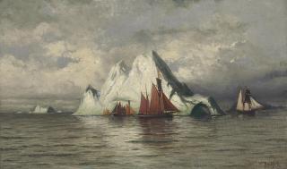 William Bradford - Fishing Boats And Icebergs