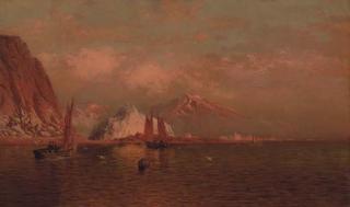 William Bradford - Labrador Mountain and Icebergs by Light of the Midnight Sun
