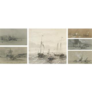William Bradford - Sailboats At Sea: A Set Of Six Drawings