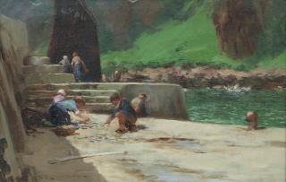 William Bradley Lamond RBA - Fisherfolk on the quayside