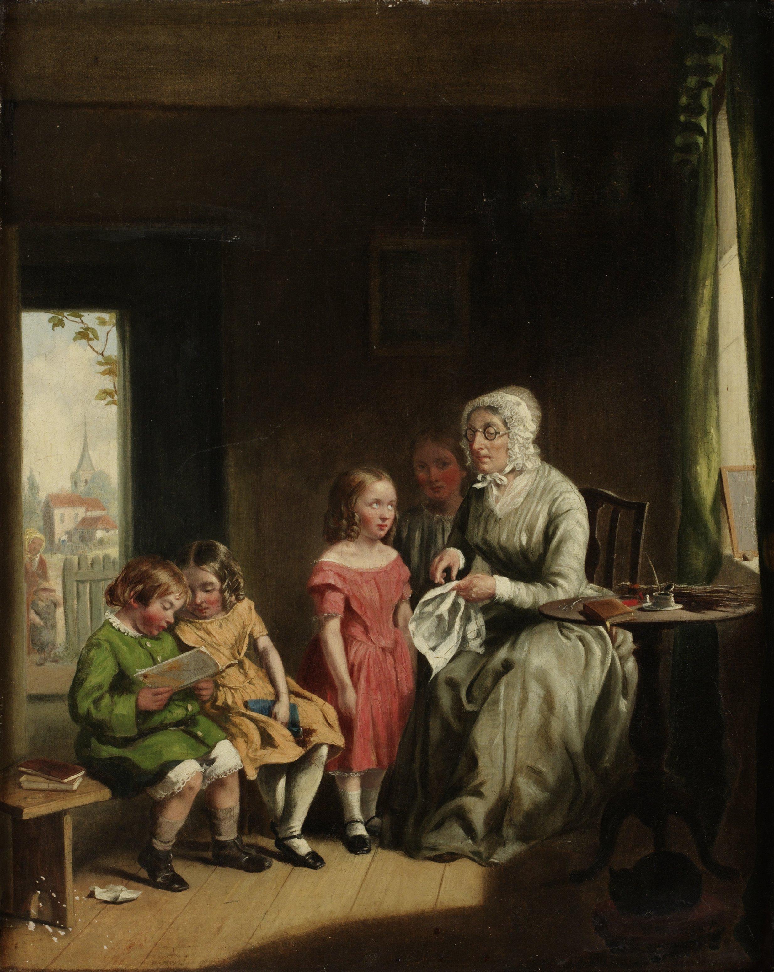 William Bromley - Interior with woman and child