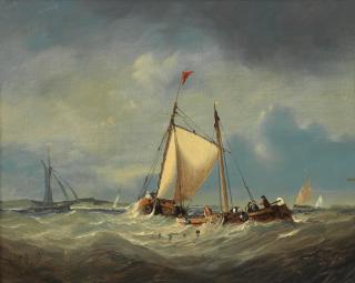 William Callcott Knell - Fishing vessels on a choppy sea