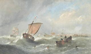 William Callcott Knell - Lug Sail Fishing Boat Running Into Port; And Fishing Boats In The Channel (Illustrated)