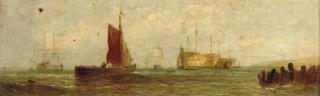 William Callcott Knell - Shipping in choppy waters; and Shipping in the mouth of an estuary