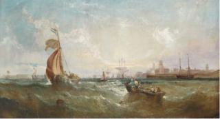 William Callcott Knell - Shipping off the entrance to Portsmouth Harbour