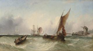 William Callow, R.W.S. - A busy day off the harbour mouth