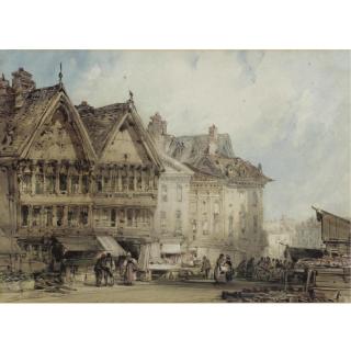 William Callow R.W.S. - A Busy Market Square