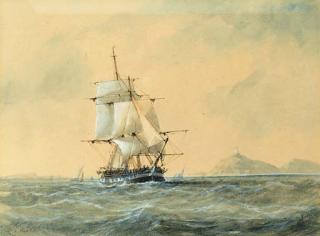 William Callow, R.W.S - A frigate off the coast