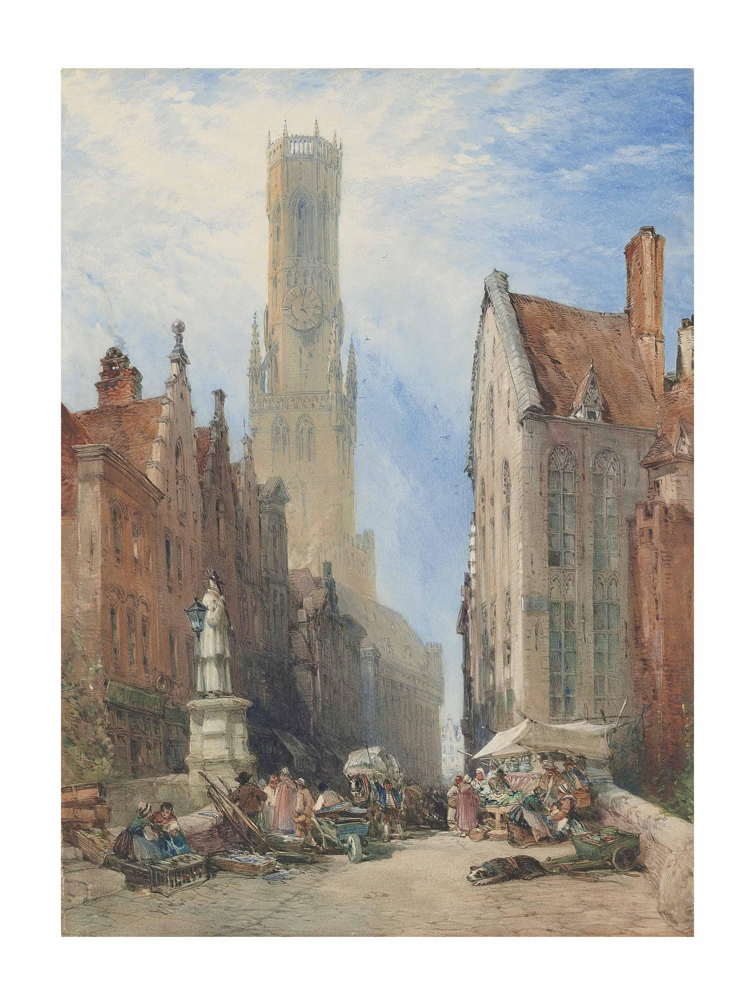 William Callow, R.W.S. - The Belfry at Bruges, Belgium