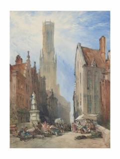 William Callow, R.W.S. - The Belfry at Bruges, Belgium