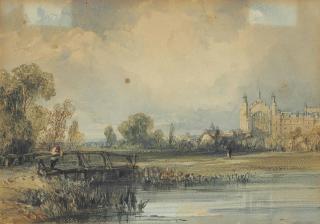 William Callow, R.W.S. - View of Eton College Chapel across the meadows