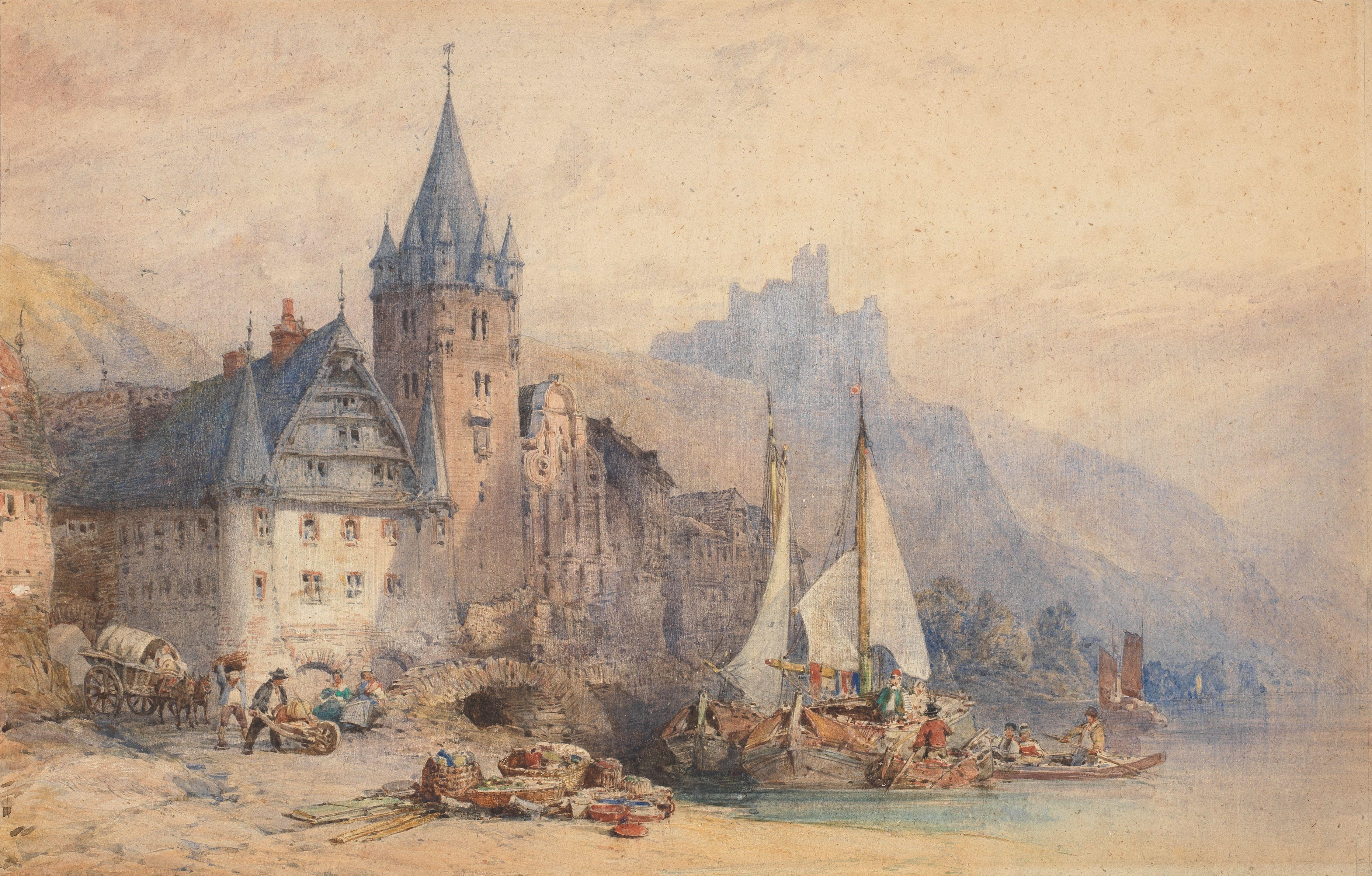 William Callow, RWS - Continental riverside town