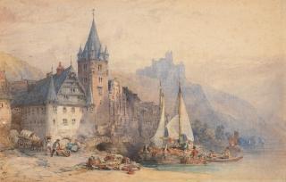 William Callow, RWS - Continental riverside town