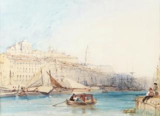 William Callow, RWS - Harbour scene, possibly Mykonos
