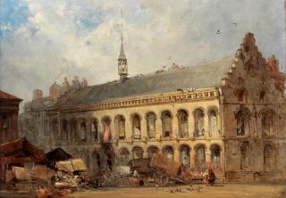 William Callow, RWS - Town hall at Courtrai, Belgium