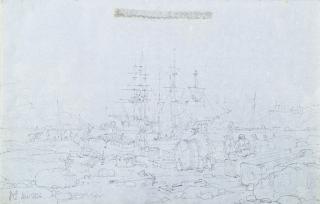 William Callow - Coastal Landscape With Seamen Loading Ships