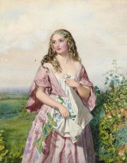 William Charles Thomas Dobson, R.A. - Gathering flowers