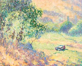 William Clapp - Cattle trough in the hills