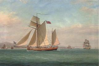 William Clark of Greenock - A topsail ketch on the Clyde sailing past the Cloch Lighthouse