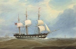 William Clark Of Greenock - The Eliza Stewart under reduced sail in the Channel off the Eddystone lighthouse