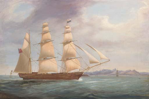 William Clark Of Greenock - The three-masted barque Akbar arriving off Port Louis, Mauritius