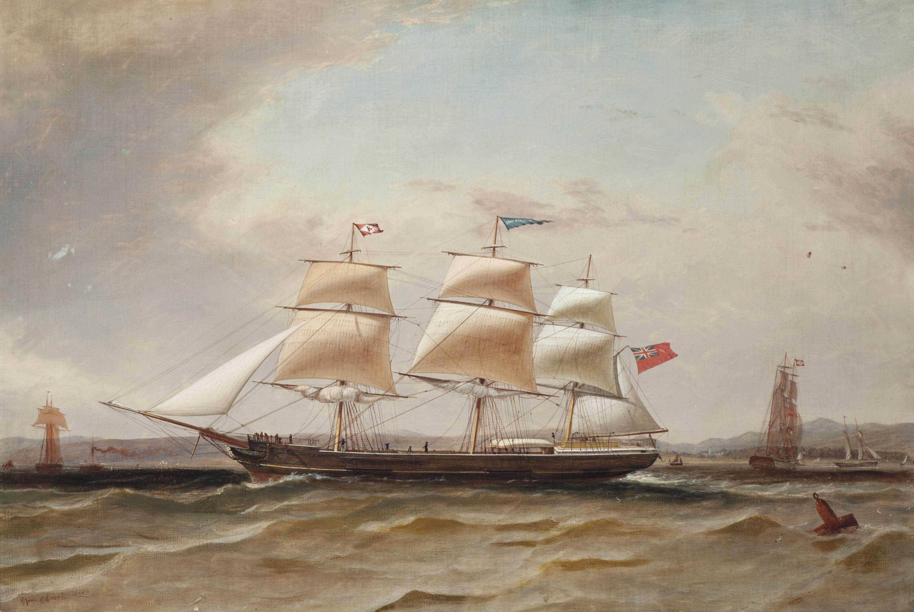 William Clark - The John Kerr Co.\'s John Ferguson off the Tail of the Bank on the Clyde, possibly on her maiden voyage