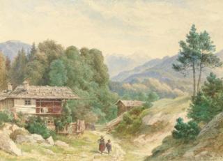 William Collingwood, R.W.S. - Figures on a mountain track, Burda