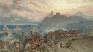 William Collingwood Smith, R.W.S. - Shipping in a secluded harbour at dusk