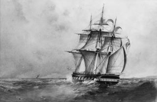 William Collingwood Smith - A Royal Naval frigate sailing down the Channel