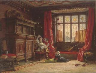 William Collingwood - A Cavalier In A Darkened Interior, A Bird On His Sword