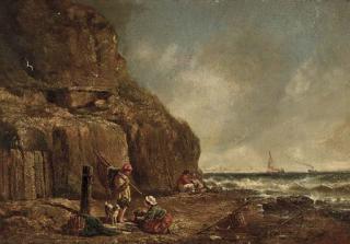William Collins, R.A. - Fisherfolk on a beach