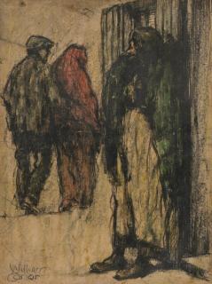 William Conor R.H.A., R.U.A. - Figures on a Street 27 x 20 cm. (10 5/8 x 7 7/8 in.)