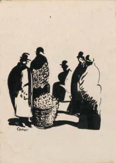 William Conor - Figures round a Brazier