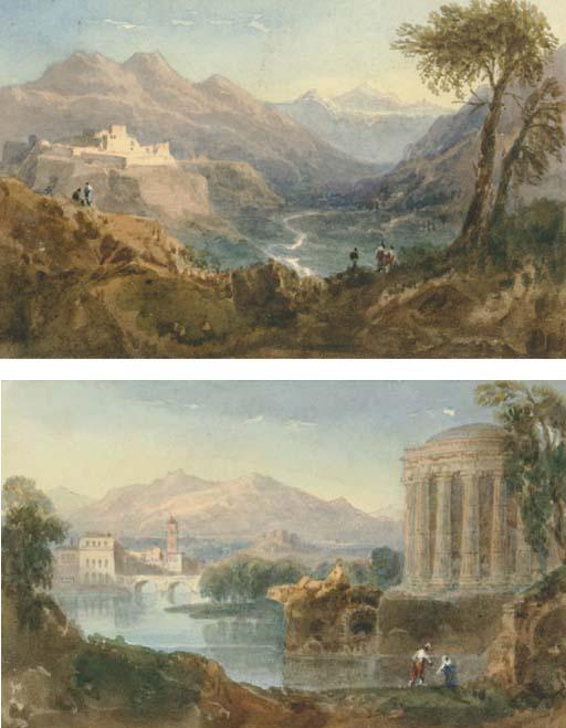 William Crouch - An Extensive Capriccio Landscape With A Fortress In The Distance; And An Extensive Capriccio River Landscape With A Temple In The Foreground