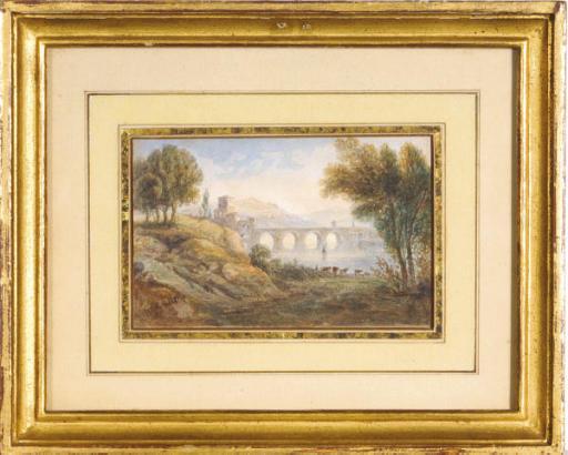 William Crouch - Cows In A Lock Near Ponte Molle