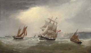 William Daniel Penny - A merchantman amongst fishing smacks in the Channel