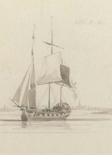 William Daniell, R.A. - A ship offshore