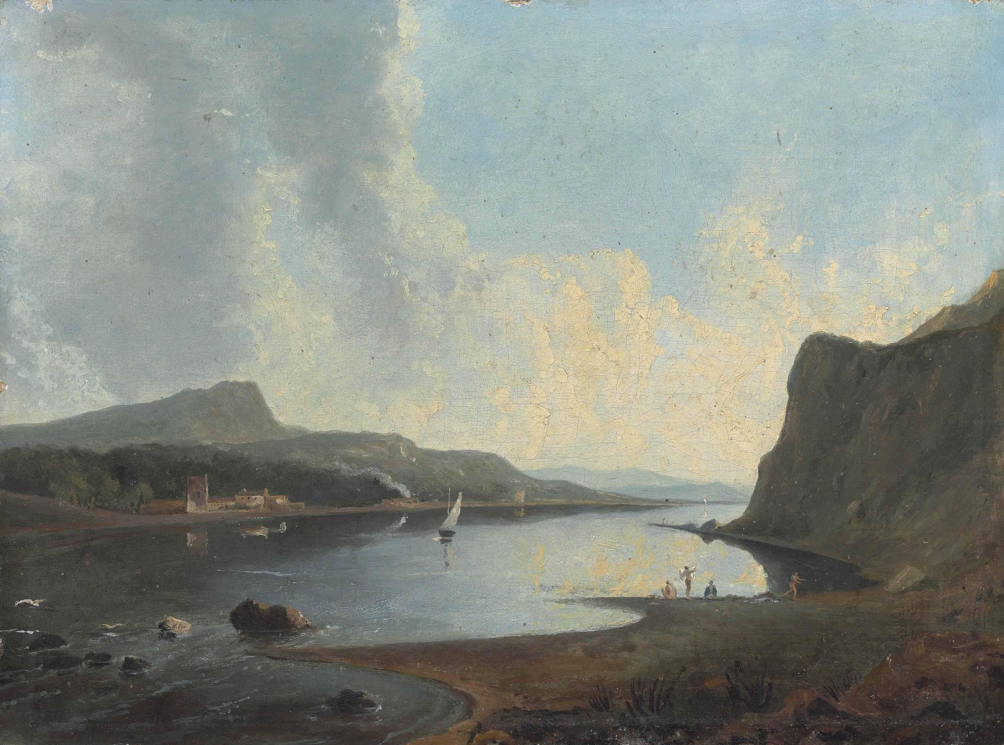 William Daniell, R.A. - A view of the Isle of Eigg with the Scurr of Eigg in the distance