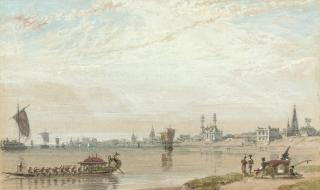 William Daniell, R.A. - An Indian capriccio, with the Moah-Punkee on a river