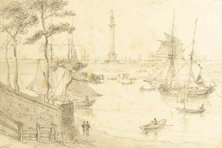 William Daniell, R.A. - Drawings of Nelson monuments:  The monument at Yarmouth; The tower at Forres; Pillar at Forres; Nelson\'s tower at Forres