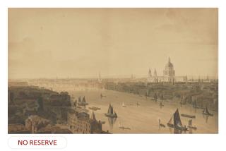 William Daniell, R.A. - View of the River Thames, from near the Tower of London, looking across to St. Paul\'s Cathedral