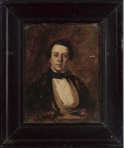 William Daniels - Portrait of a gentleman, small half-length, in a black coat and tie