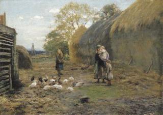 William Darling McKay, R.S.A. - Feeding the fowl