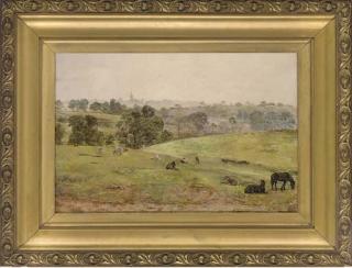 William Davis - Horses grazing in a Somerset landscape